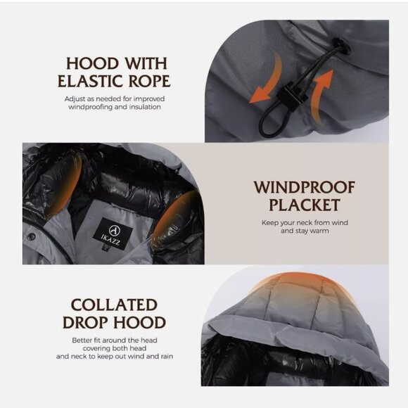 IKAZZ Winter Coats Thickened Warm Insulated Vegan Down Long Parka Jacket size XS - Picture 4 of 6